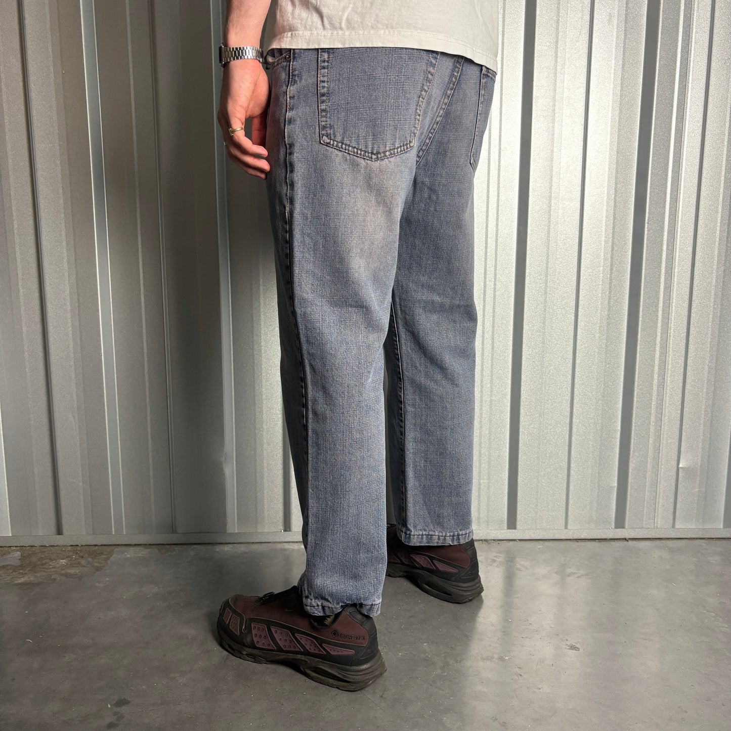 Vintage Diesel Blue Embroidered Y2K Baggy Jeans - 34S