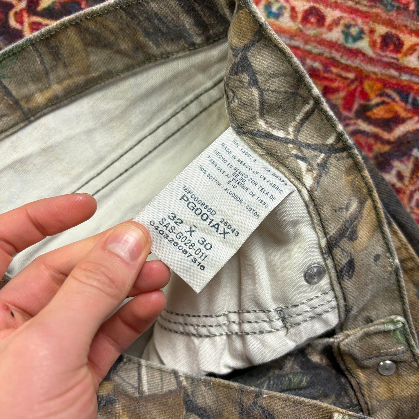 Vintage Wrangler Real Tree Camo Green Hunting Workwear Trousers - 32