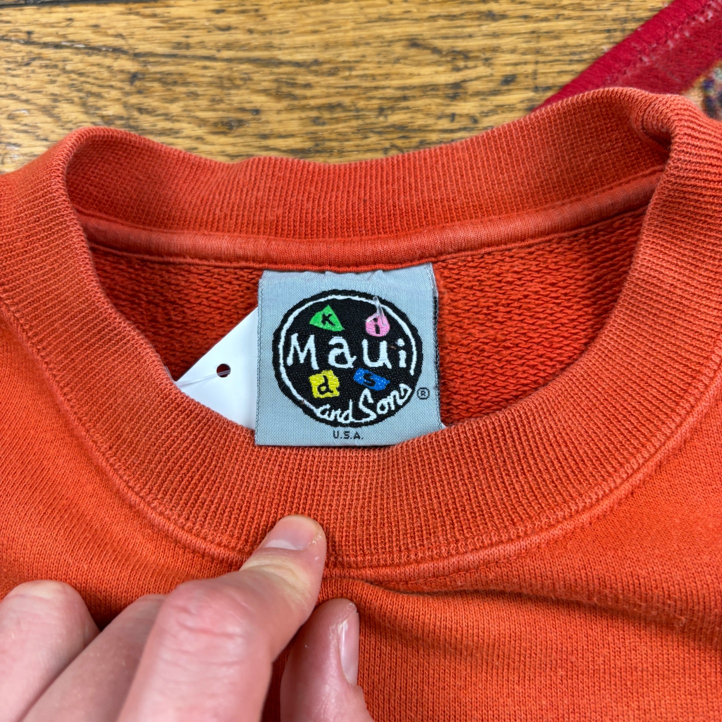 Vintage Maui and Sons Orange Surfwear Tie Dye Shark Sweatshirt - XS