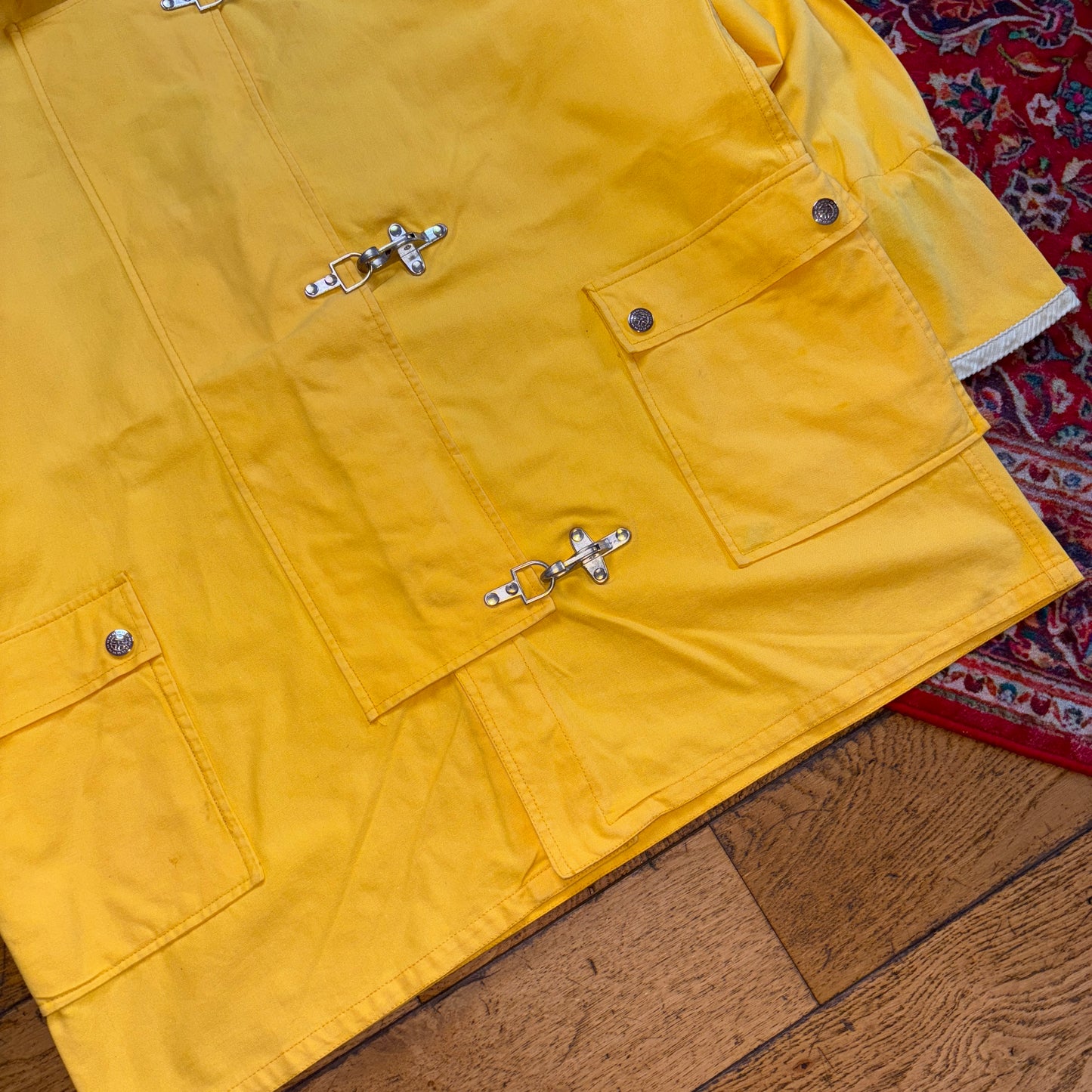 Vintage Harvey Yellow Fireman Clasp Trench Coat Jacket - XL