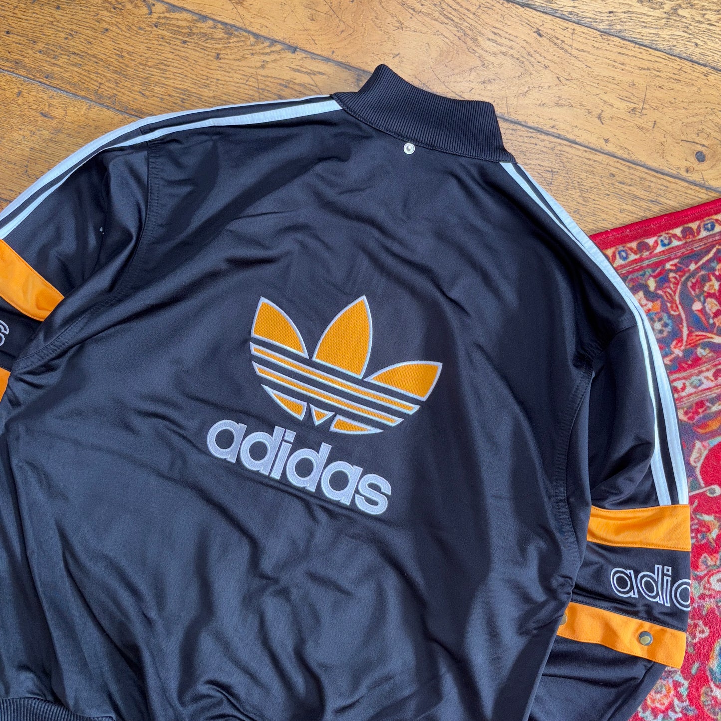Vintage Adidas Black Orange 90s Tracksuit Track Shell Windbreaker Jacket - M