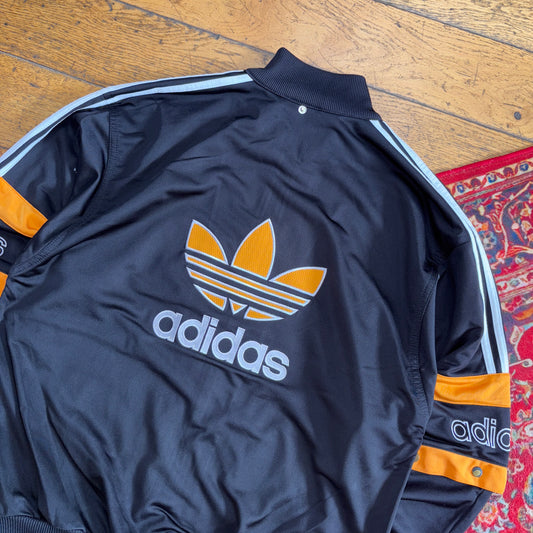 Vintage Adidas Black Orange 90s Tracksuit Track Shell Windbreaker Jacket - M