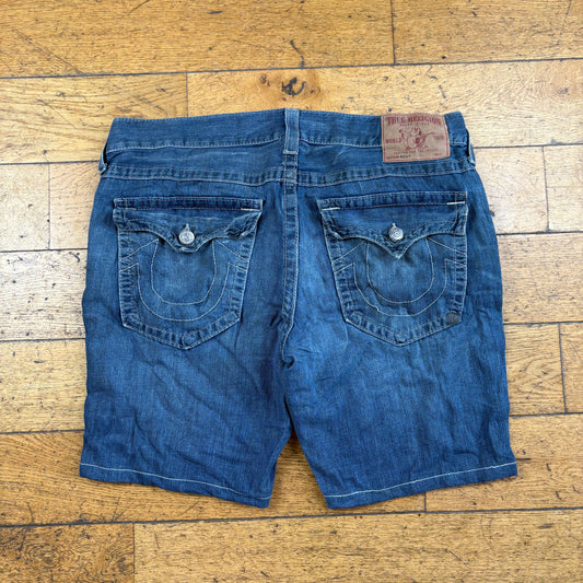 Vintage True Religion Blue Embroidered Y2K Shorts Jorts - 40