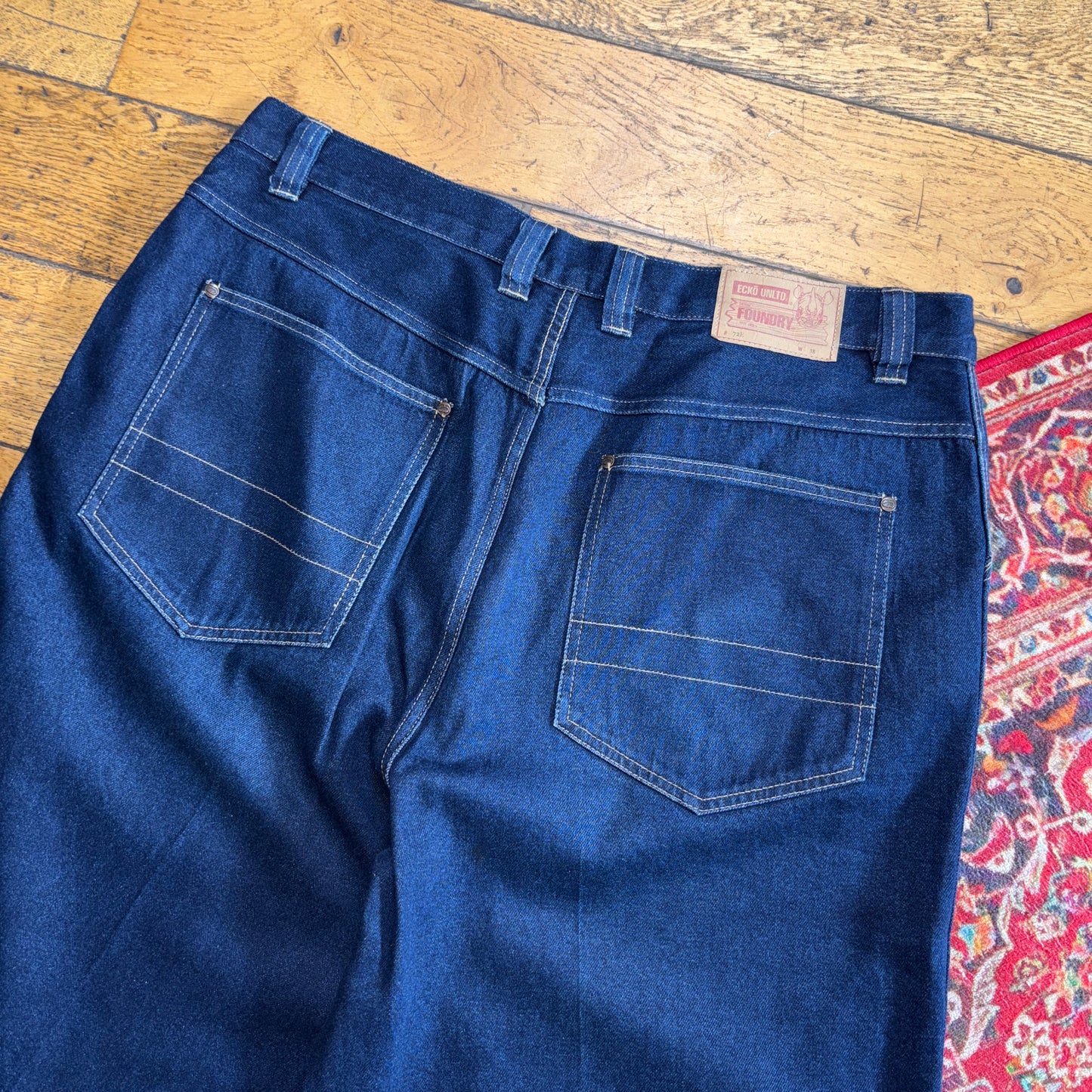 Vintage Ecko Unltd Blue Embroidered Y2K Hip Hop Baggy Jeans Shorts Jorts - 38