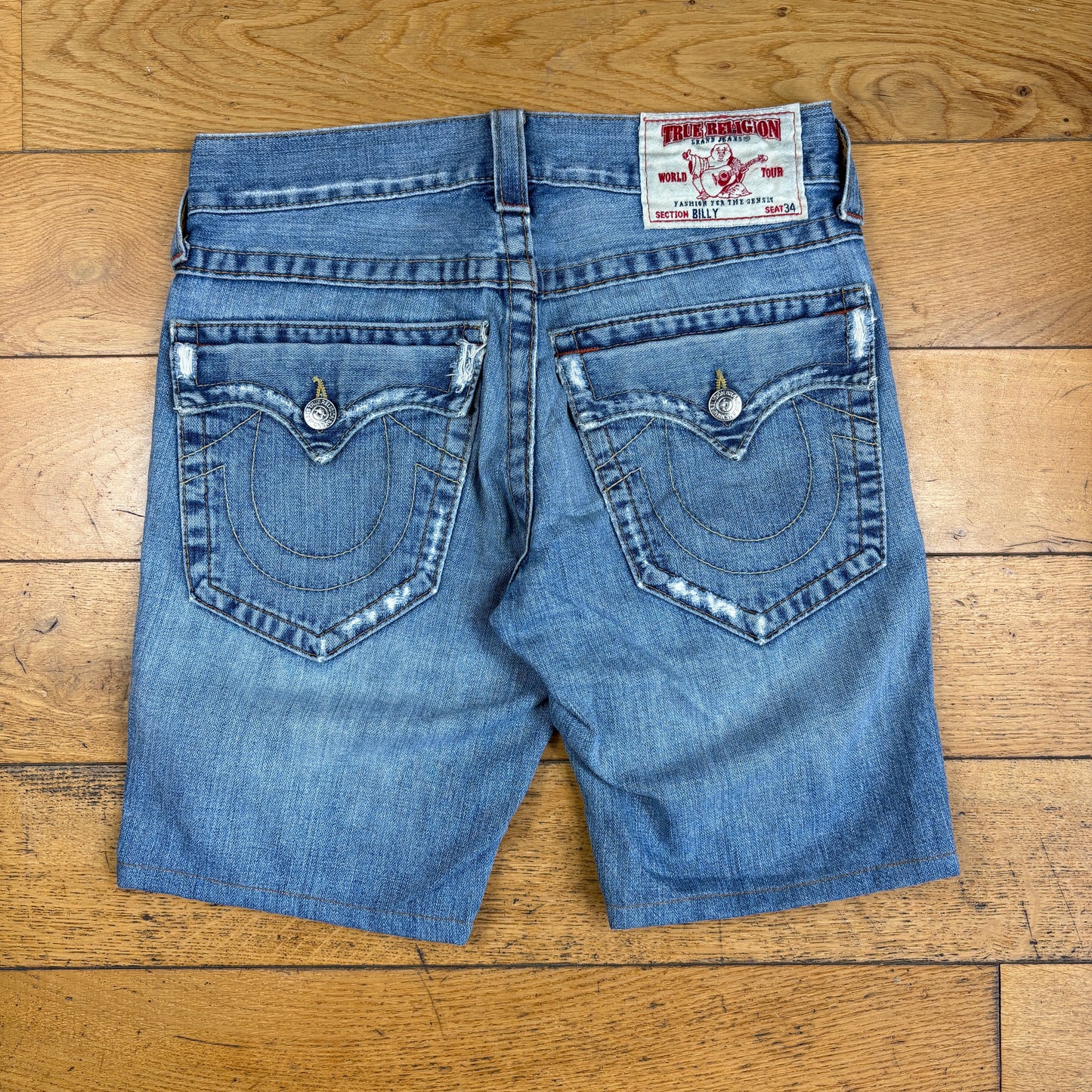Vintage True Religion Blue Embroidered Y2K Shorts Jorts - 29