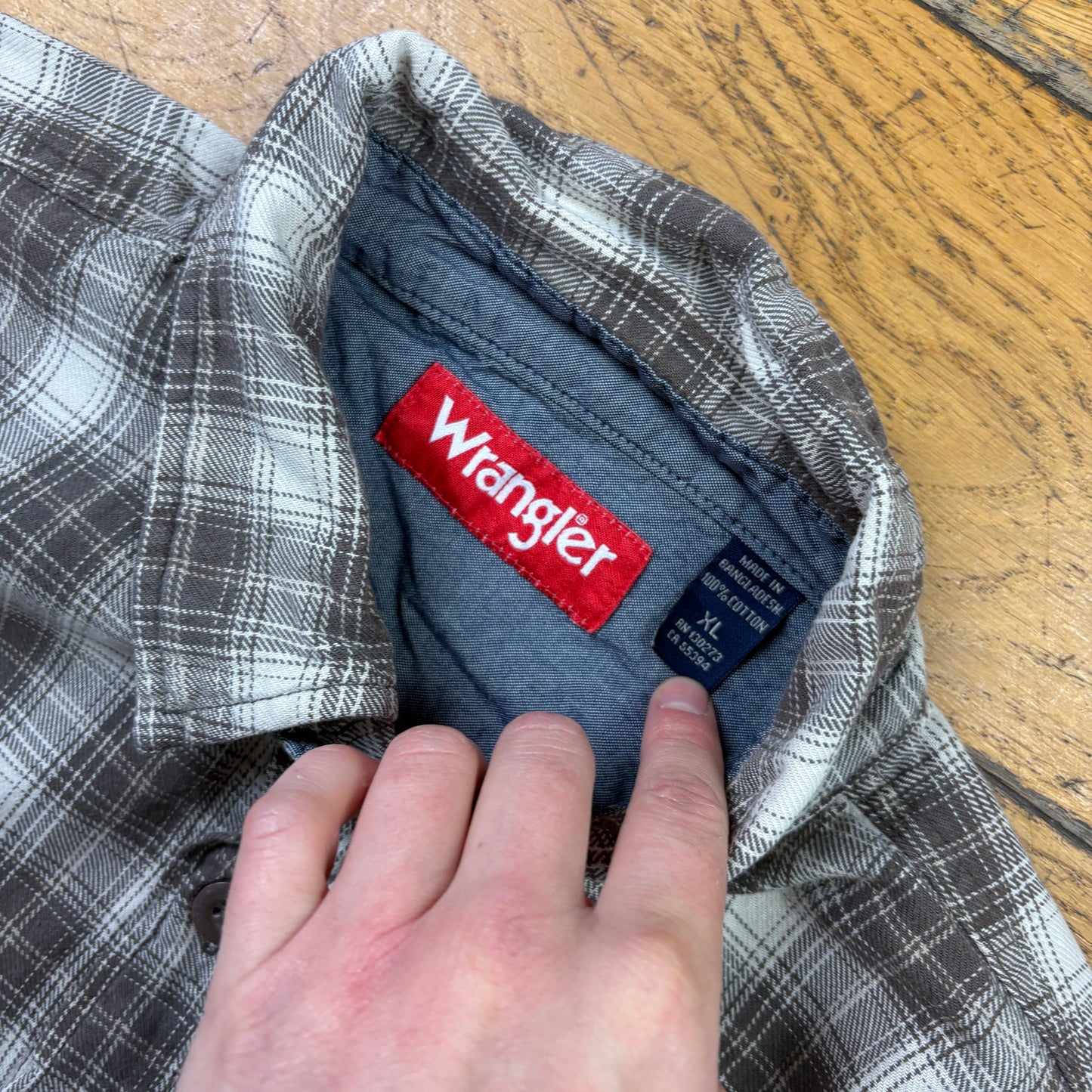 Vintage Wrangler Grey Brown Check Shirt - XL