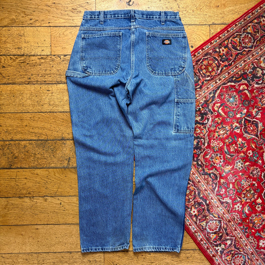 Vintage Dickies Workwear Carpenter Baggy Blue Jeans - 36L