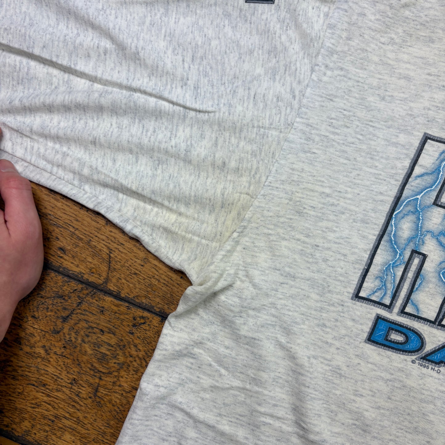 Vintage 1995 Harley Davidson Grey White Lightning Graphic T-Shirt - XL