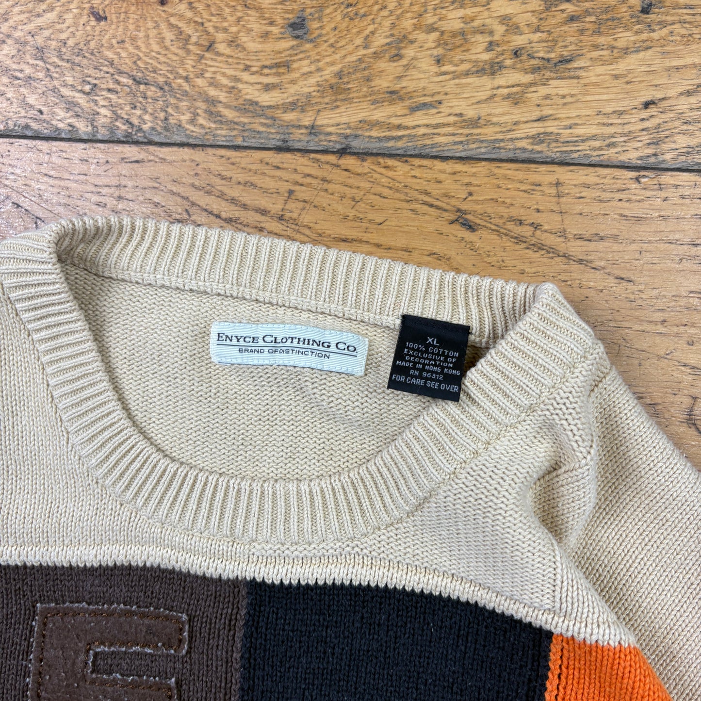 Vintage Enyce Hip Hop Cream Chunky Knit Jumper - XL