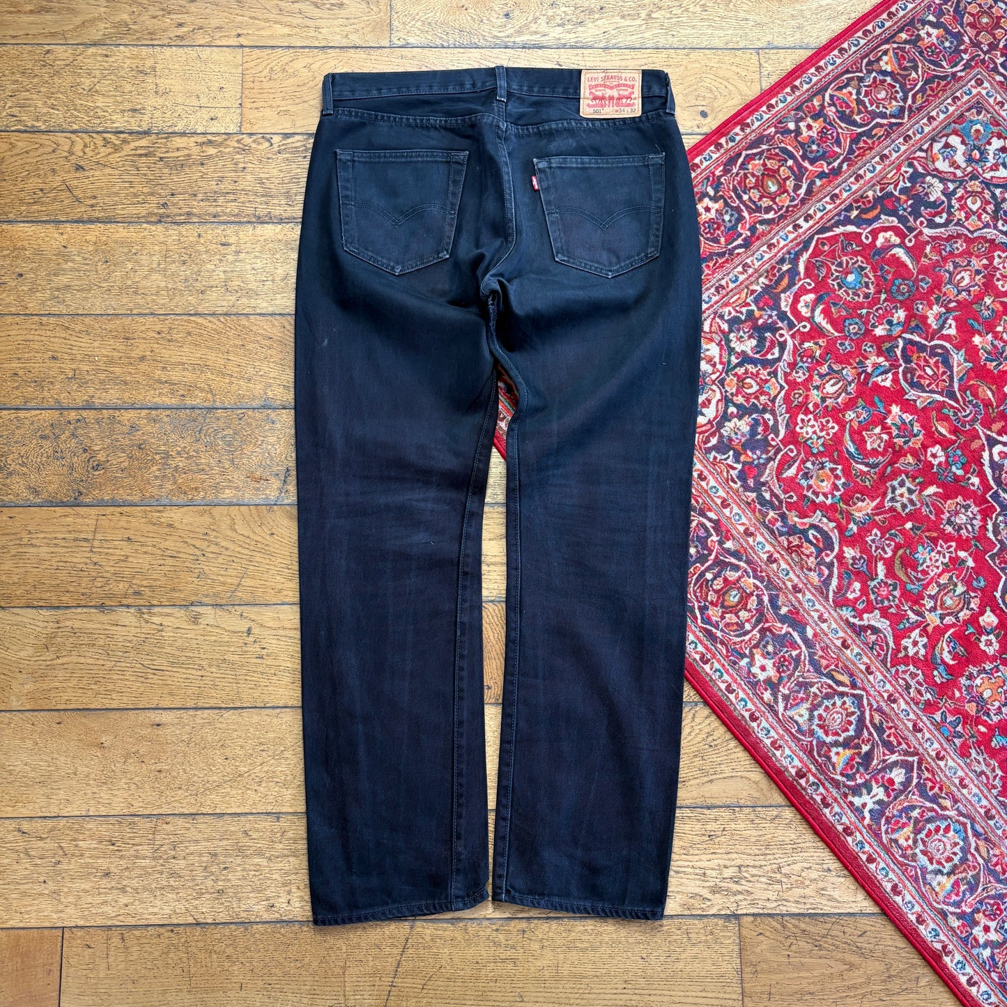 Vintage Levis 501 Straight Black Denim Jeans - 36R