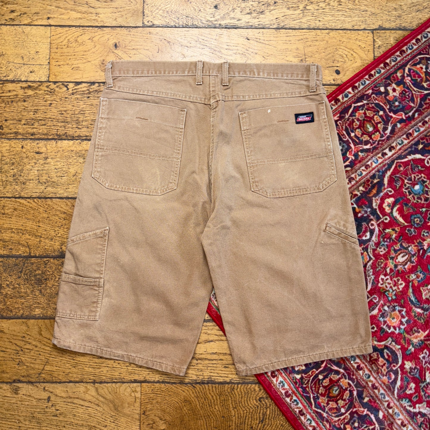 Vintage Dickies Workwear Carpenter Brown Baggy Shorts - 36