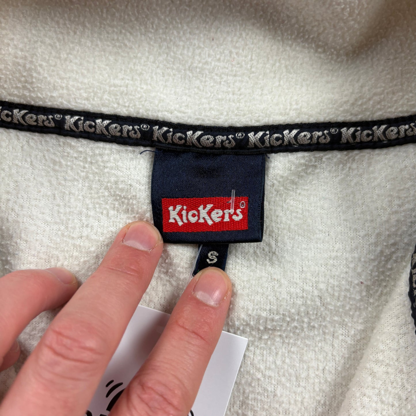 Vintage Kickers Cream Embroidered Fleece Sweatshirt - L
