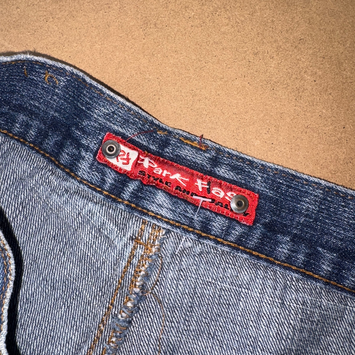 Park Flash Blue Embroidered Japanese Denim Hip Hop Y2K Baggy Jeans - 32R