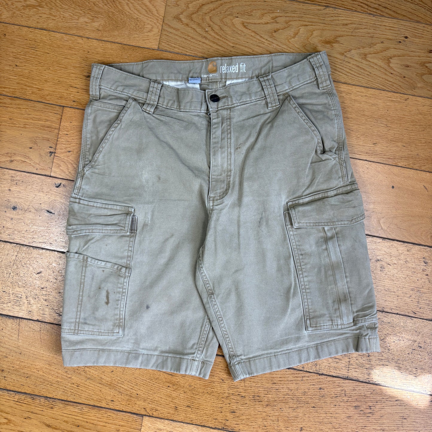 Vintage Carhartt Cream Workwear Baggy Carpenter Shorts - 34