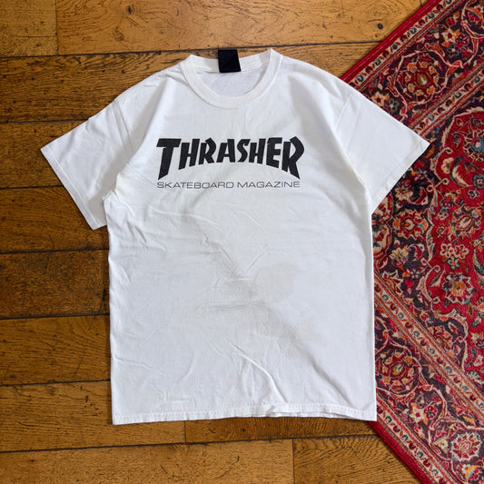 Vintage Thrasher White Skate Graphic T-Shirt - S