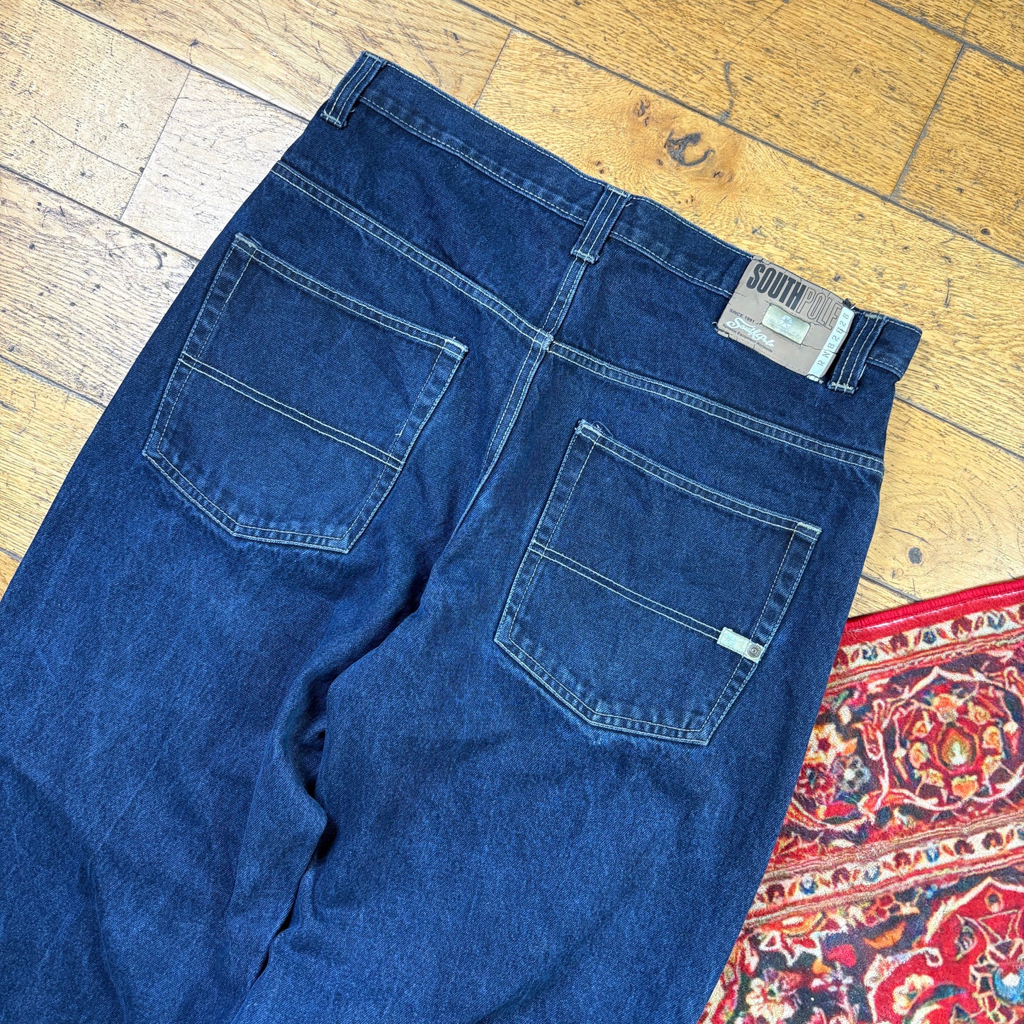 Vintage Southpole Blue Embroidered Y2K Hip Hop Baggy Jeans - 36