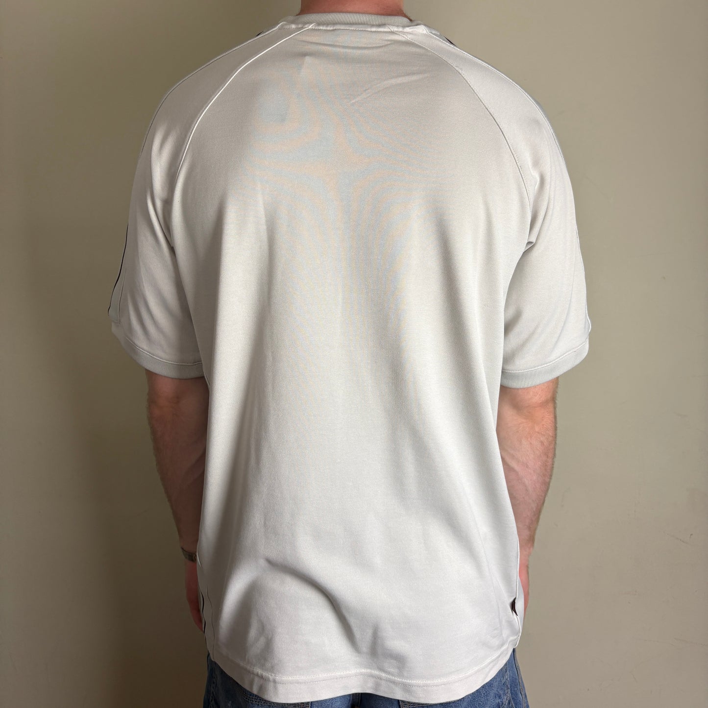 Vintage Nike Y2K Cream Swoosh Embroidered T-Shirt - L