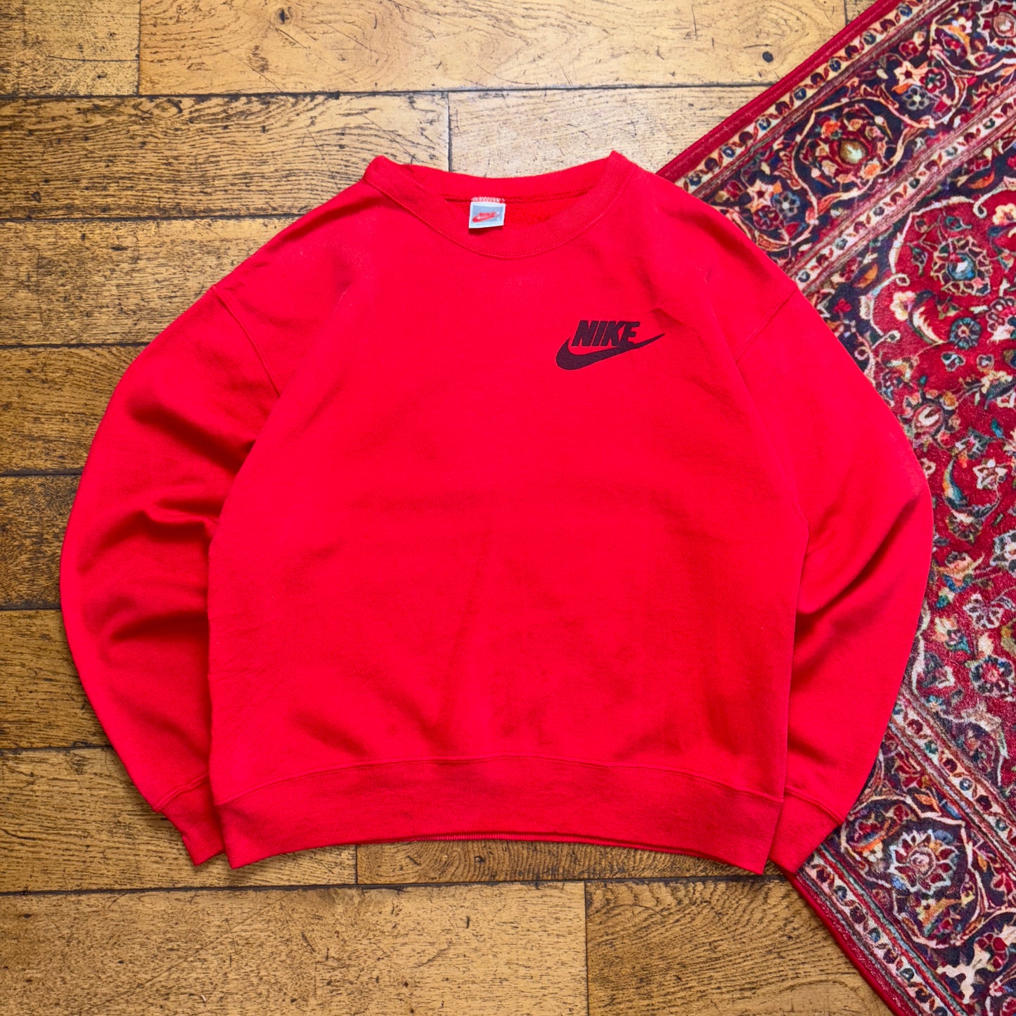 Vintage 80s Nike Swoosh Boxy Red Sweatshirt - S