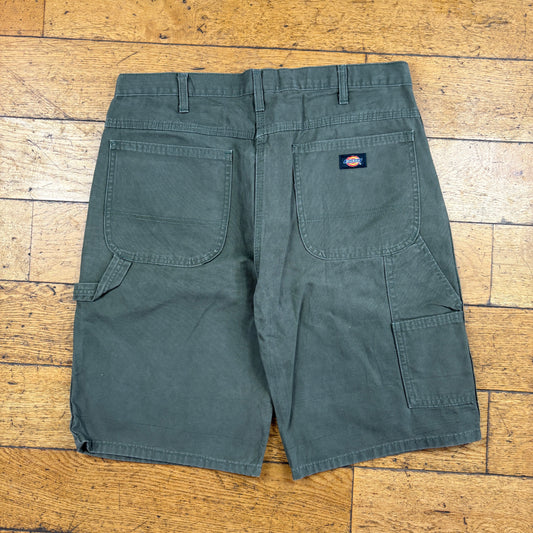 Vintage Dickies Workwear Carpenter Green Baggy Shorts - 36