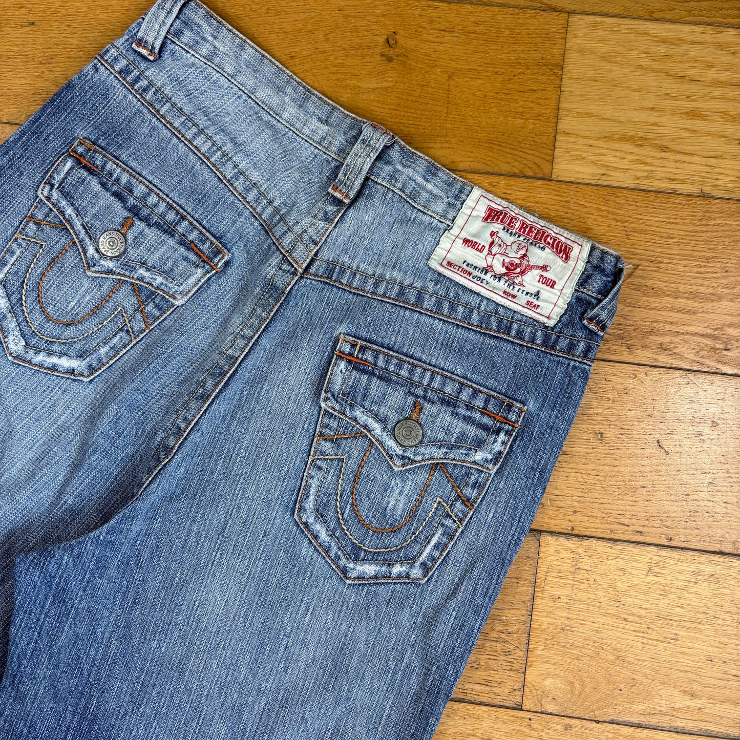 Vintage True Religion Baggy Blue Embroidered Y2K Shorts Jorts - 32