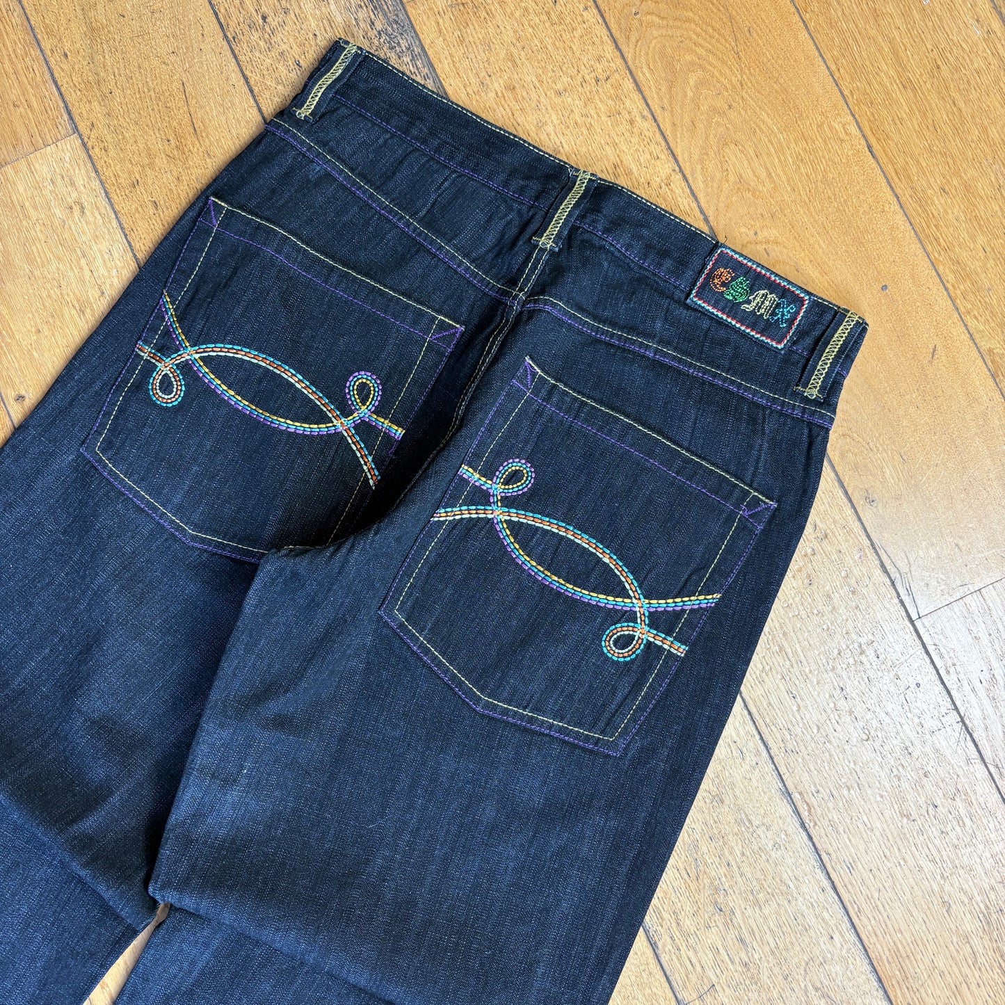 Vintage CSMX Embroidered Hip Hop Black Baggy Jeans - 34