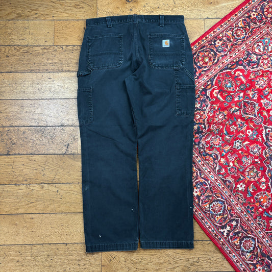 Vintage Carhartt Black Workwear Carpenter Baggy Trousers - 36