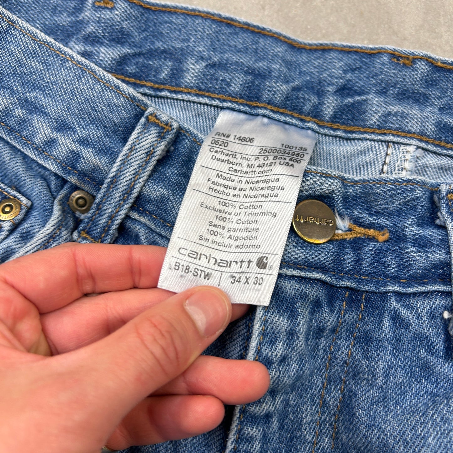 Vintage Carhartt Workwear Carpenter Baggy Blue Jeans - 33