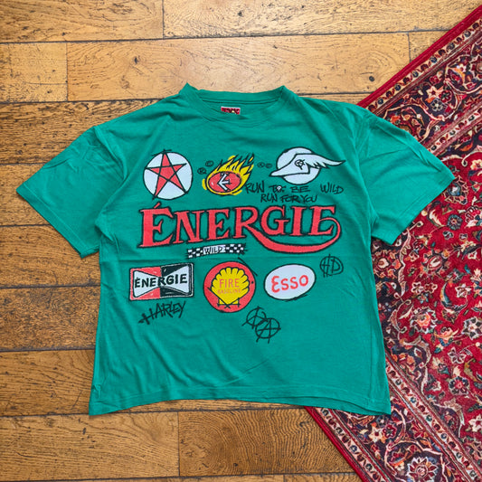 Vintage 90s Energie Skate Green Boxy Graphic T-Shirt - M