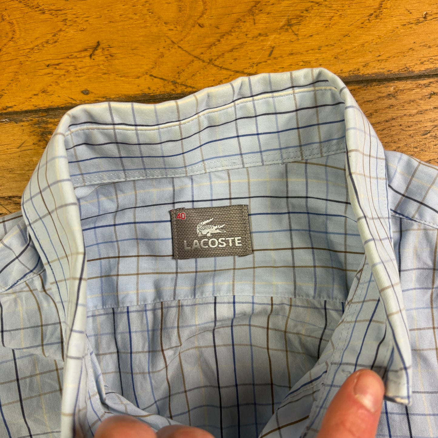 Vintage Lacoste Blue Check Embroidered Shirt - S