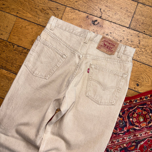 Vintage Levis 550 Baggy Tapered Cream Denim Jeans - 31S