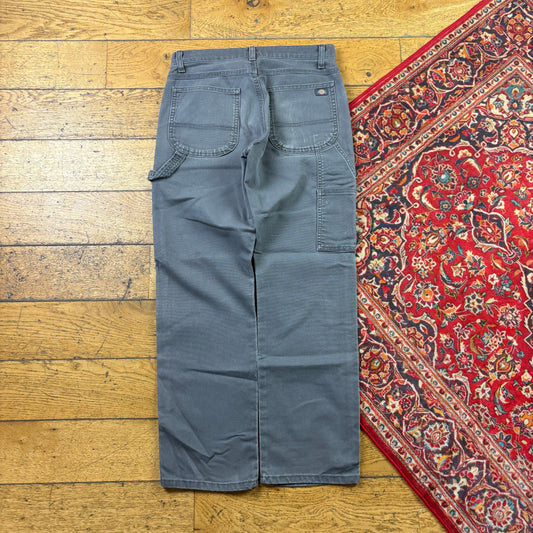 Vintage Dickies Workwear Carpenter Baggy Grey Trousers - 30