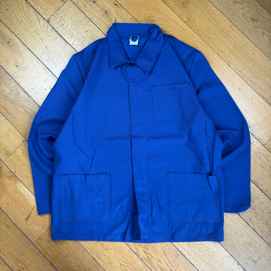 Vintage French Chore Workwear Jacket Blue Overcoat - XL