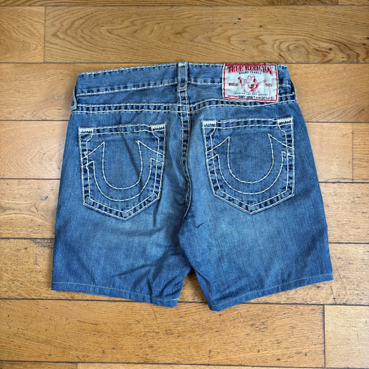 Vintage True Religion Blue Embroidered Y2K Shorts Jorts - 36