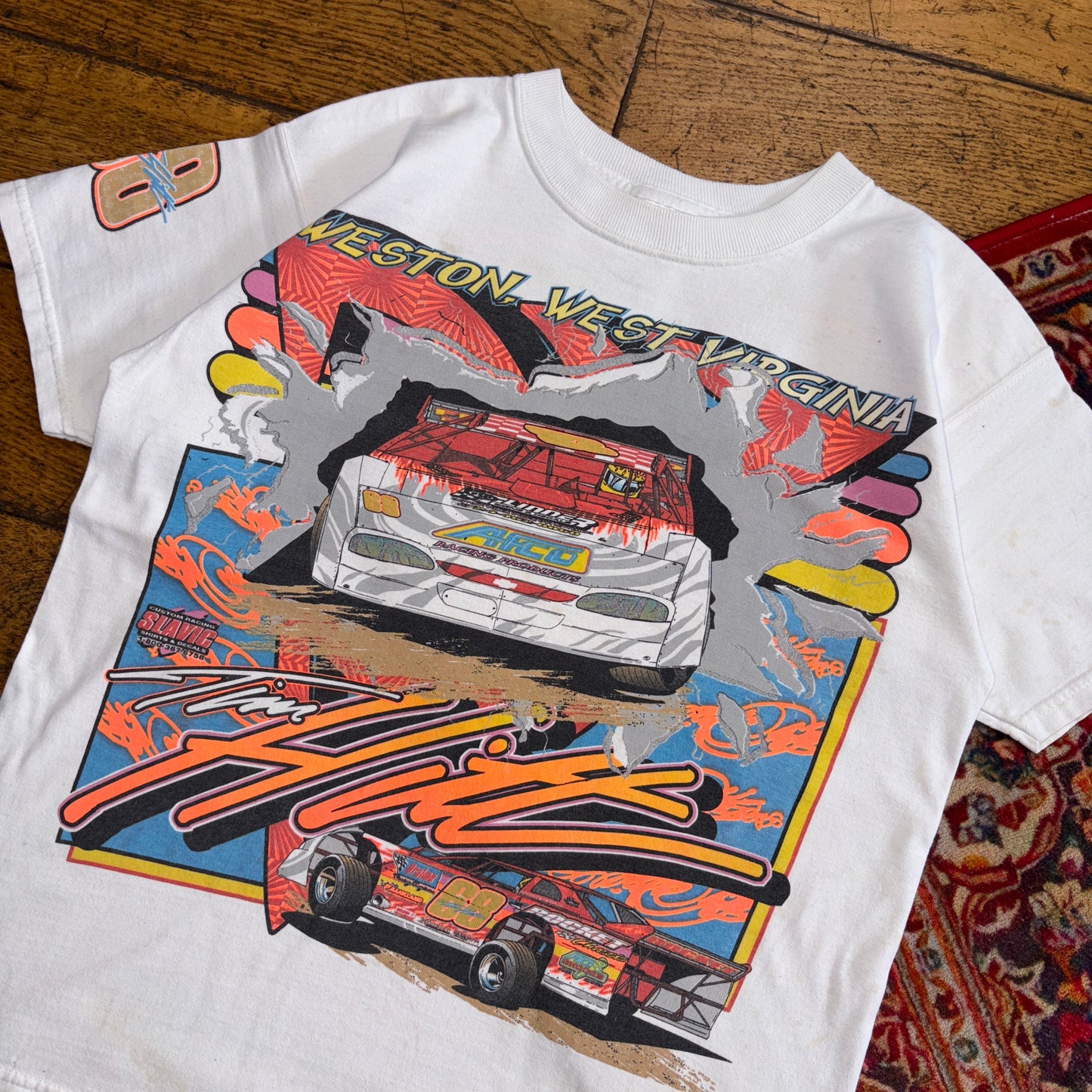 Vintage 1998 White Nascar Racing Car Cropped Single Stitch Graphic T-Shirt - XS