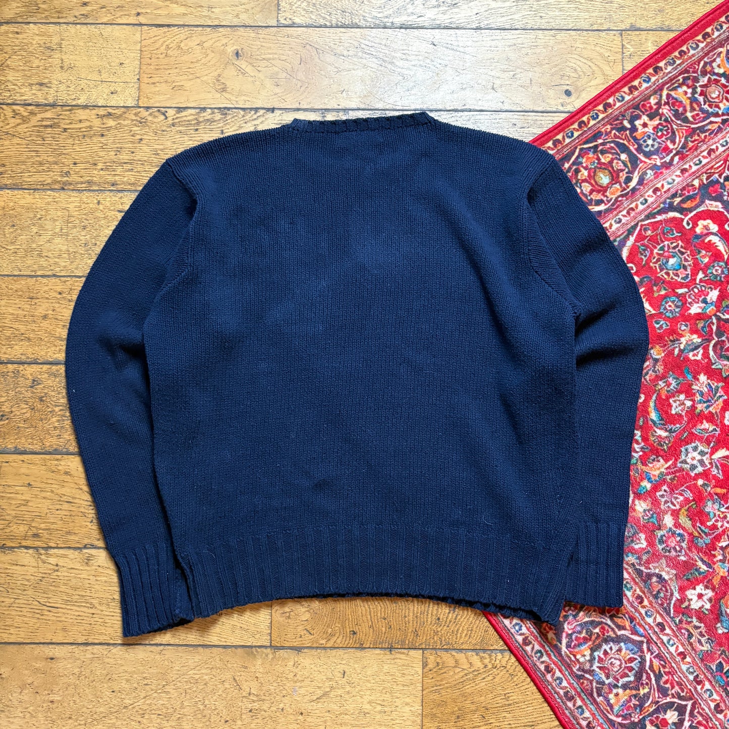 Vintage Ralph Lauren Navy Chunky Knit Jumper - L