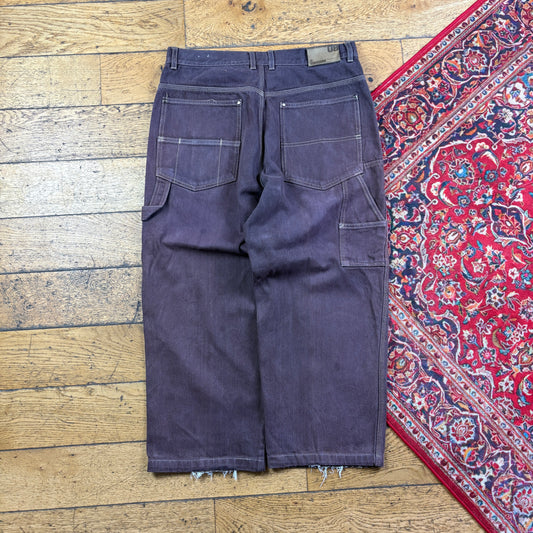 Vintage Brown Embroidered Y2K Hip Hop Baggy Jeans - 34