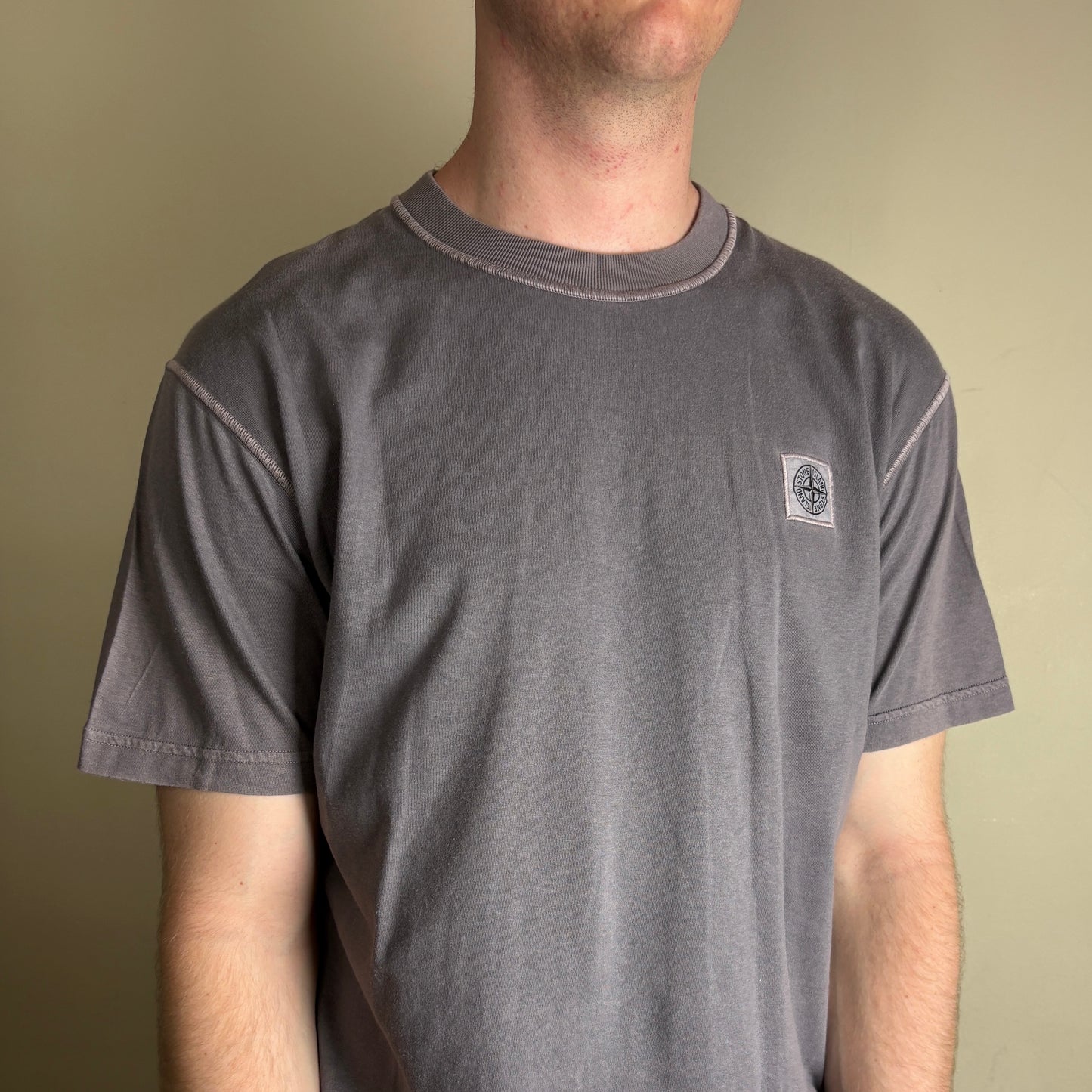 Vintage Stone Island Grey Embroidered Contrast Stitch T-Shirt - M