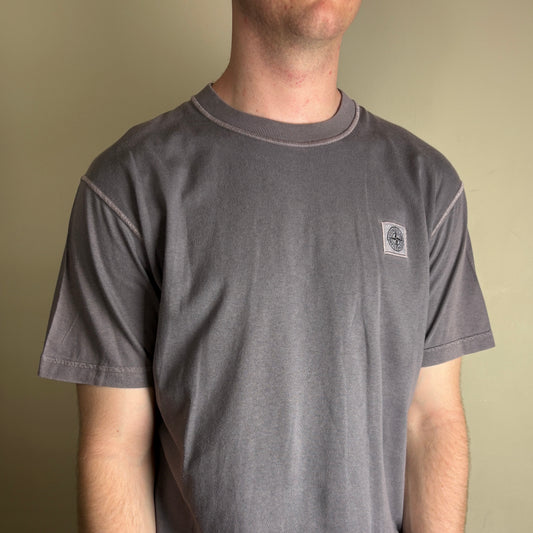 Vintage Stone Island Grey Embroidered Contrast Stitch T-Shirt - M