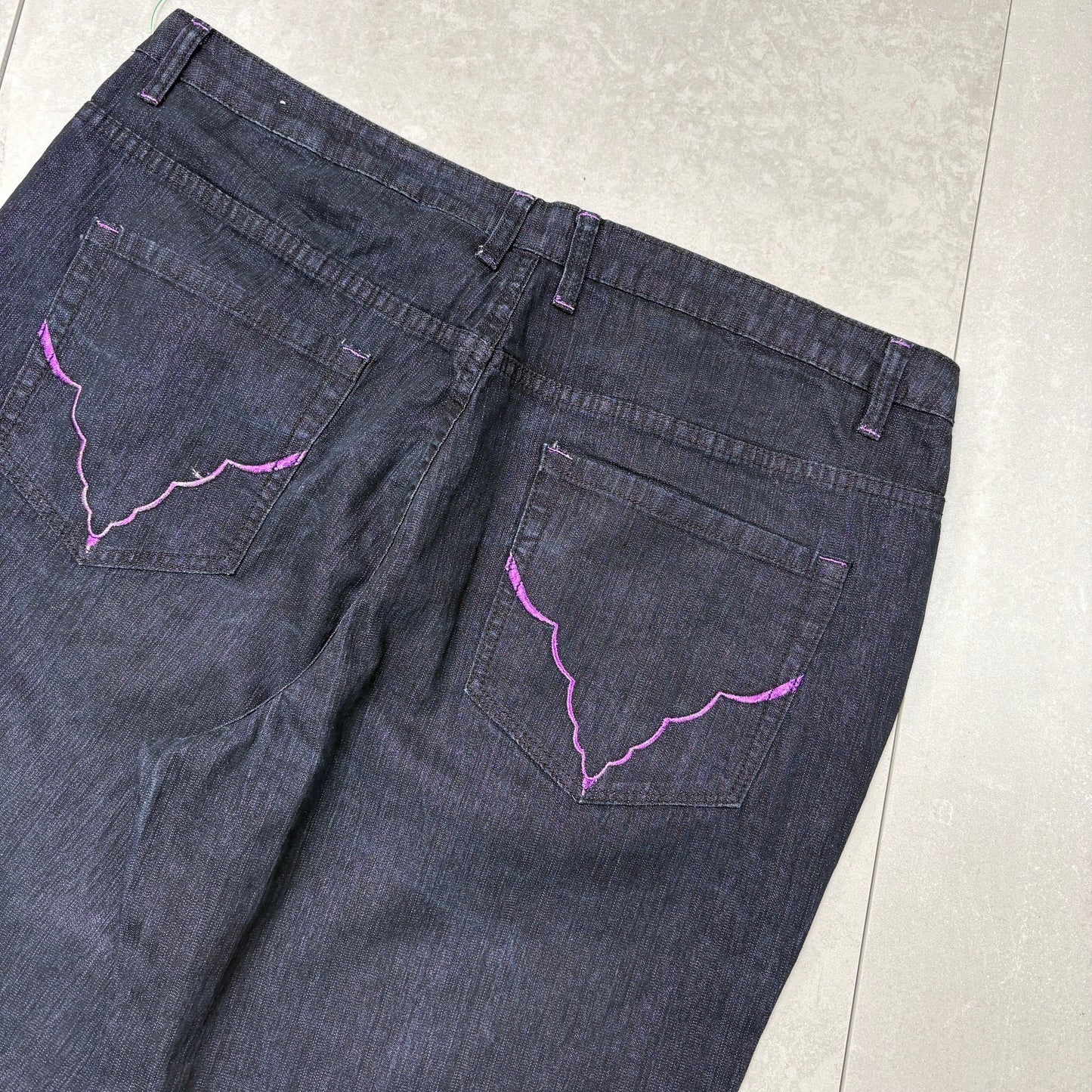 Vintage Embroidered Hip Hop Black Baggy Shorts Jorts - 42