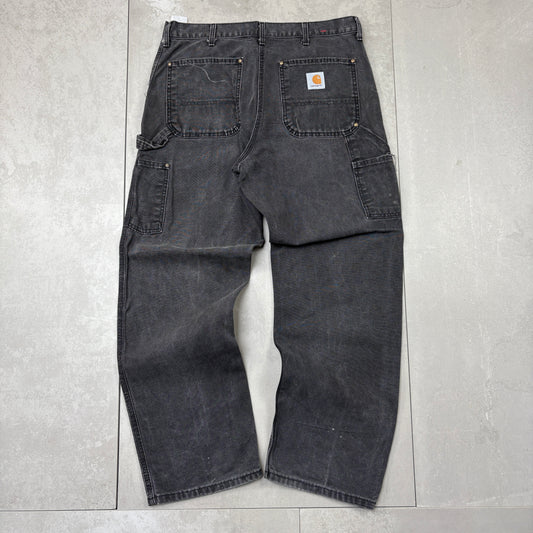 Vintage Carhartt Black Workwear Carpenter Baggy Trousers - 34