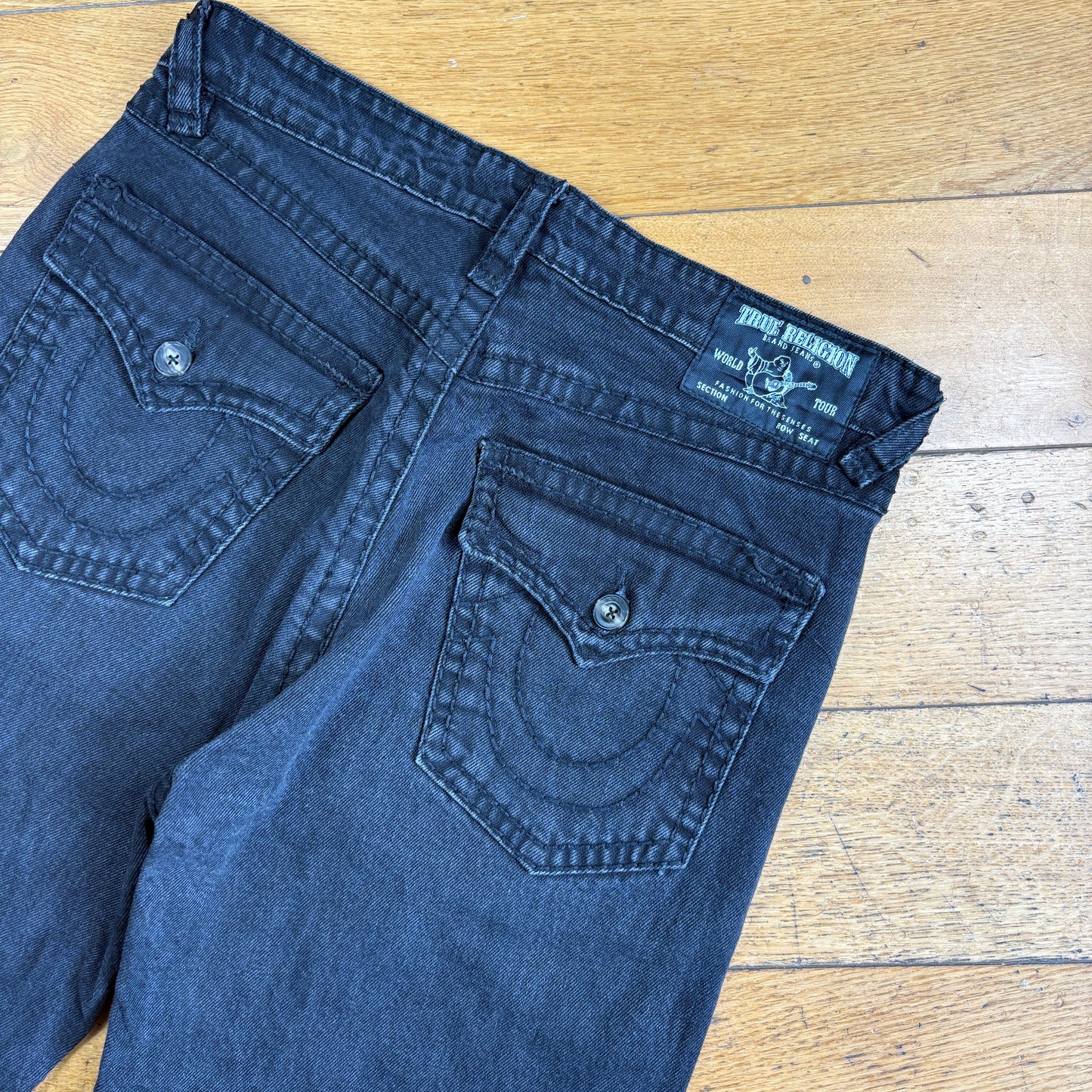 Vintage True Religion Black Baggy Embroidered Y2K Shorts Jorts - 34