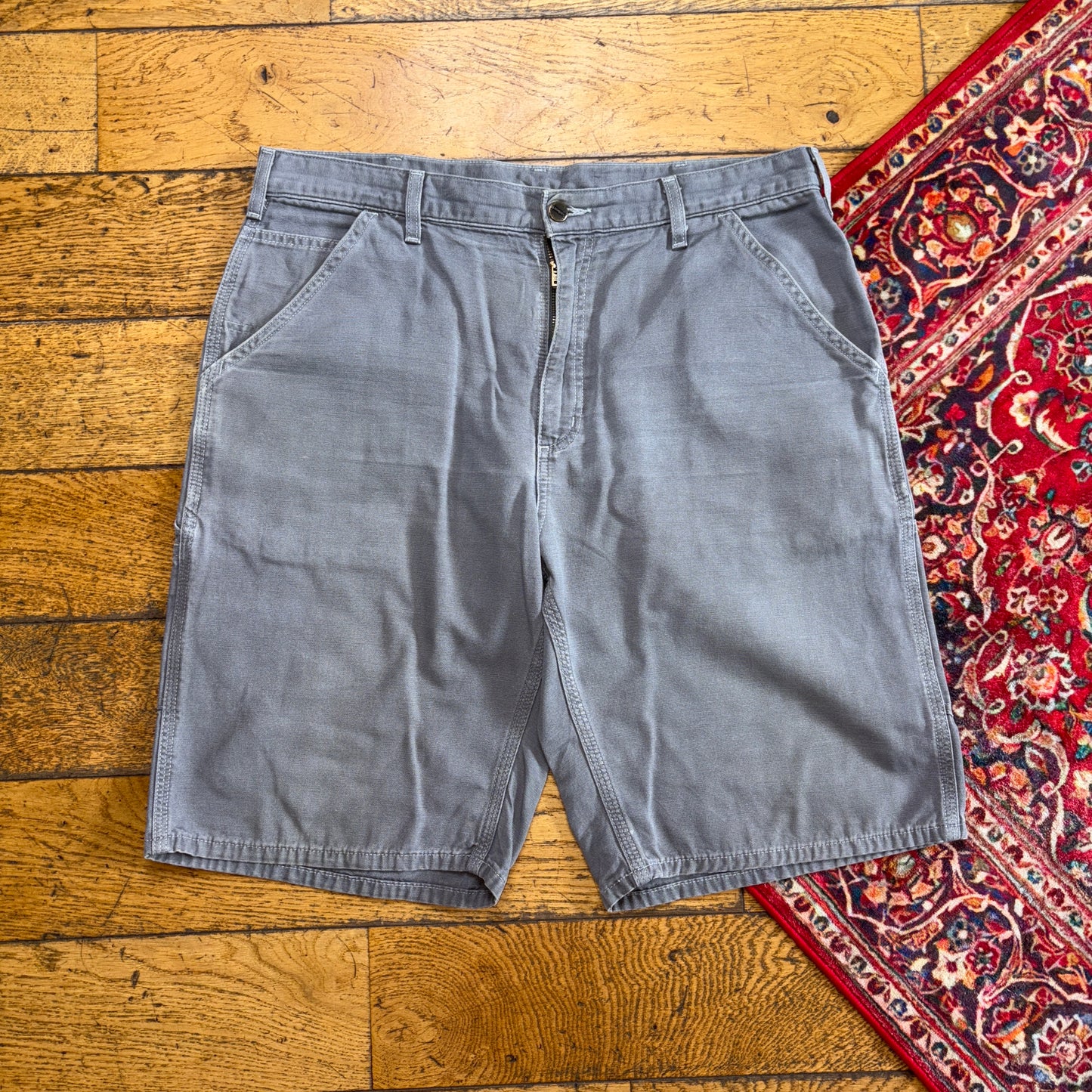 Vintage Carhartt Grey Workwear Baggy Carpenter Shorts - 38