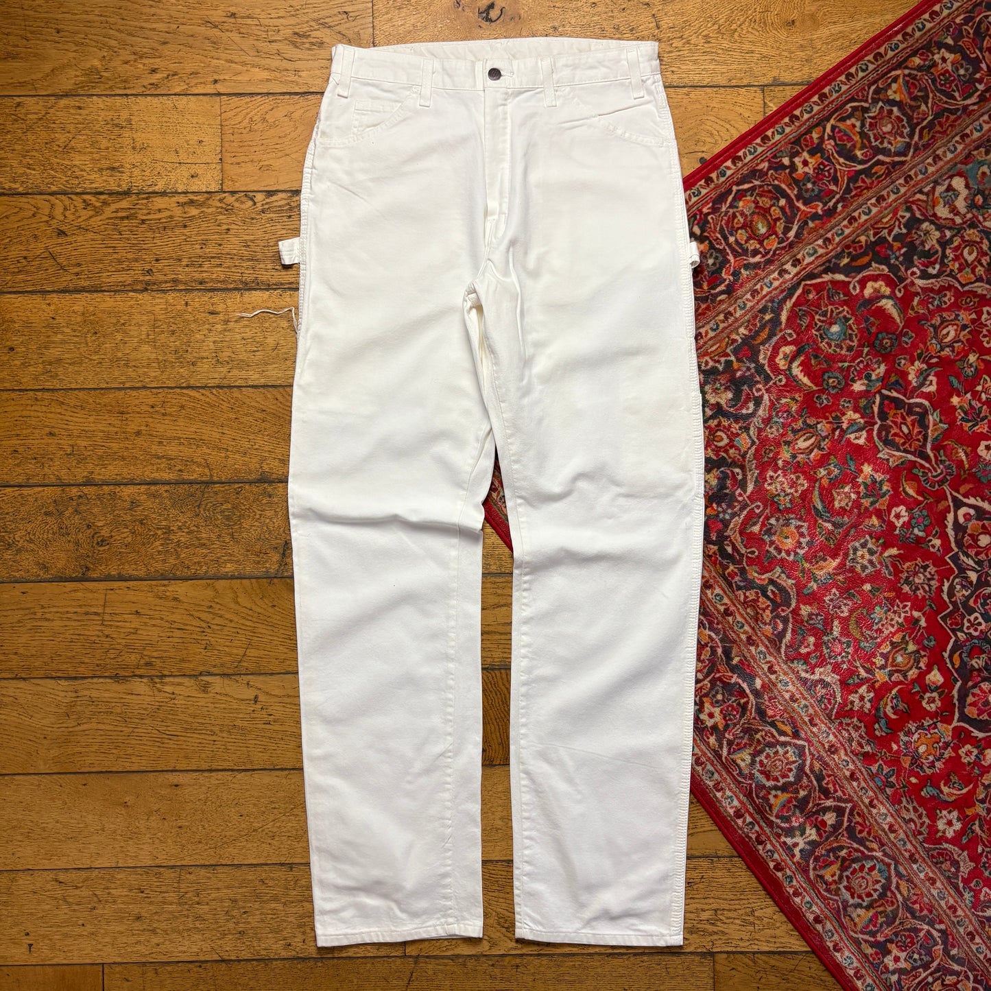 Vintage Dickies Workwear Carpenter White Baggy Trousers - 34L