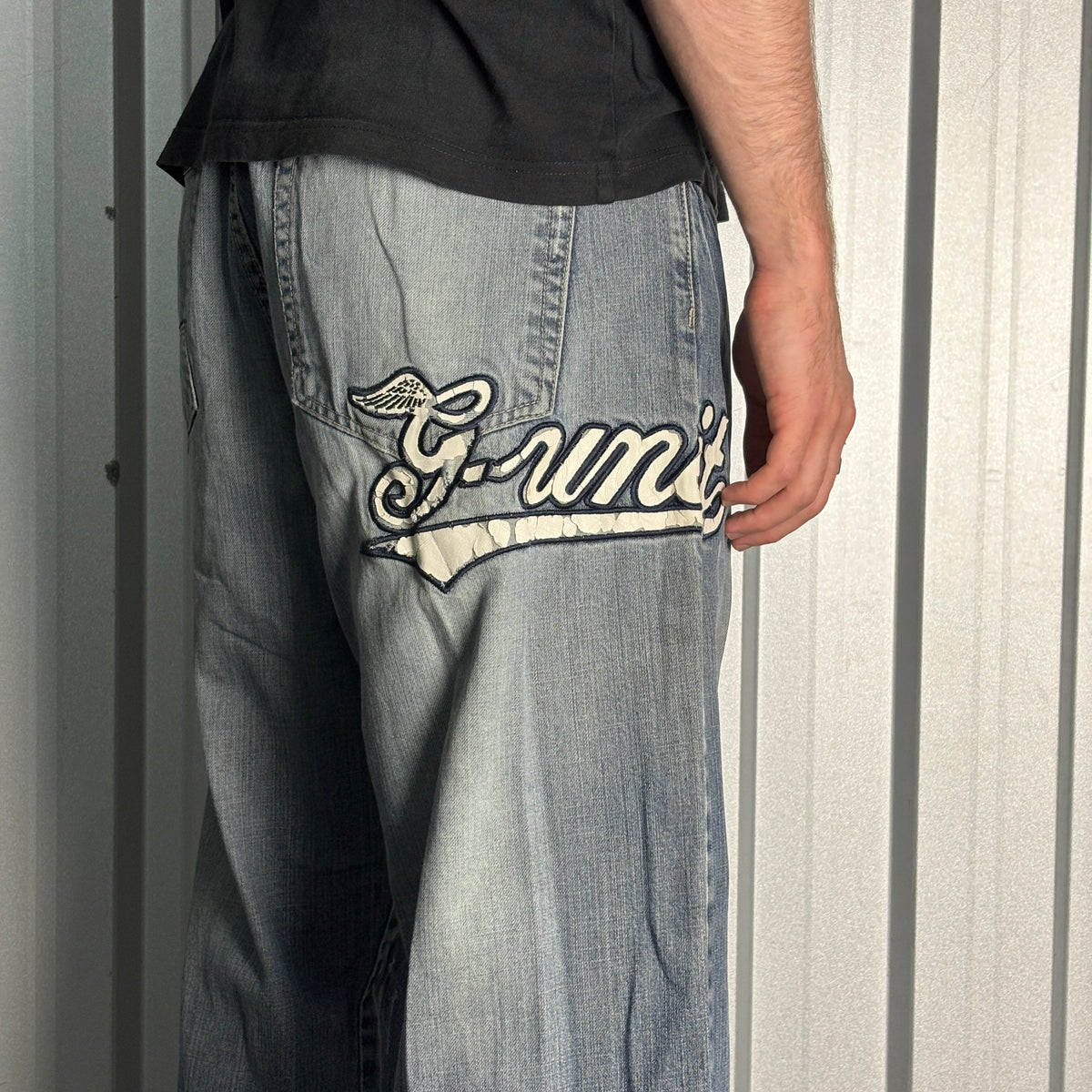G-Unit Blue Embroidered Japanese Denim Hip Hop Y2K Baggy Jeans - 44L