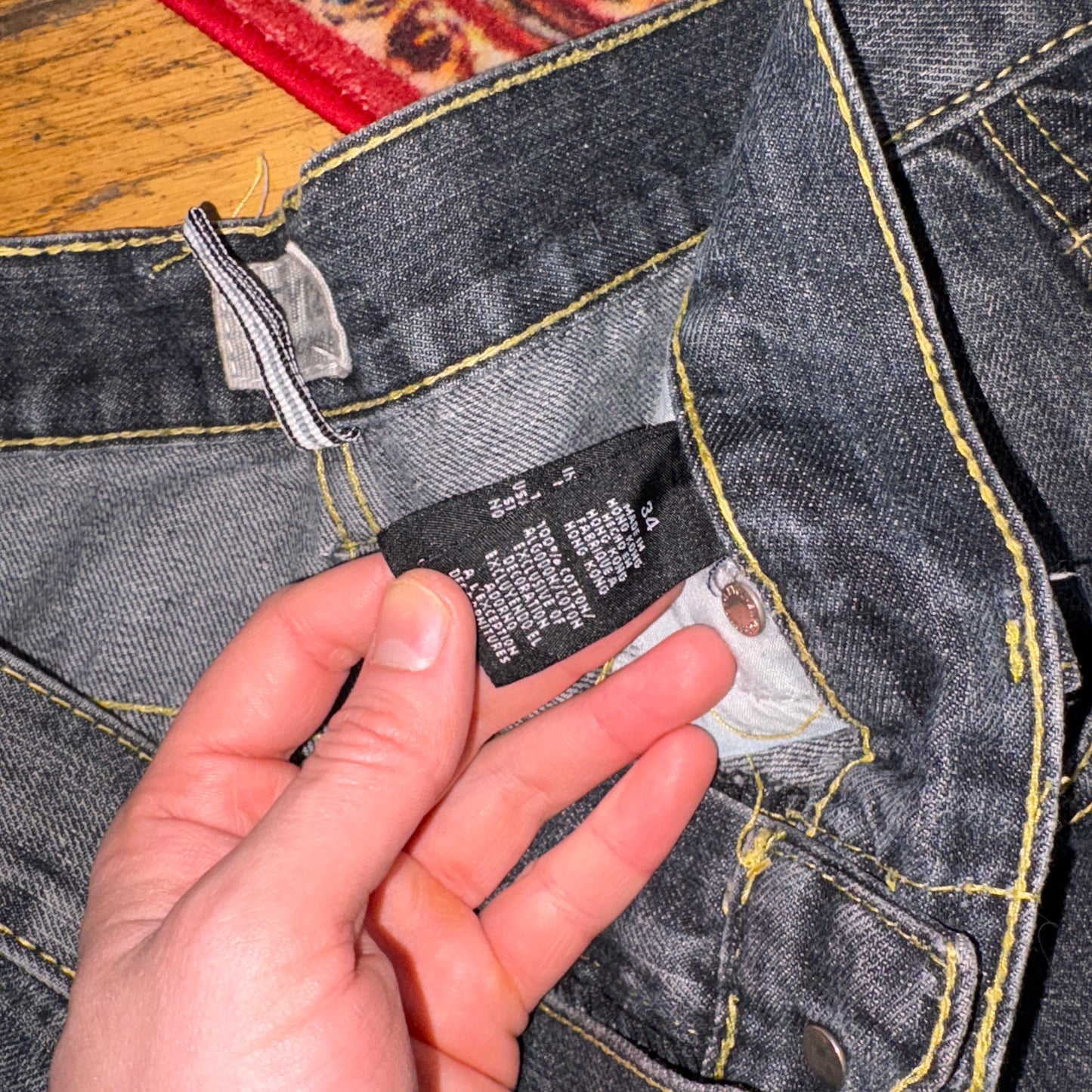 Vintage Enyce Grey Embroidered Y2K Hip Hop Baggy Jeans - 34L