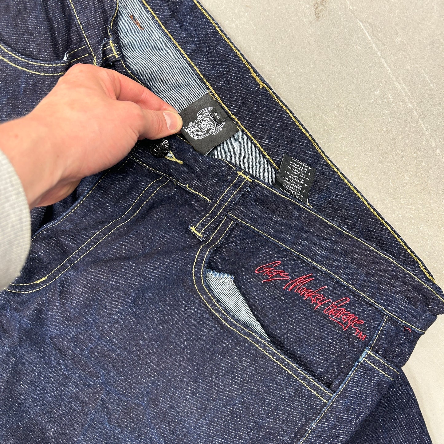 Vintage Embroidered Hip Hop Blue Jeans - 38