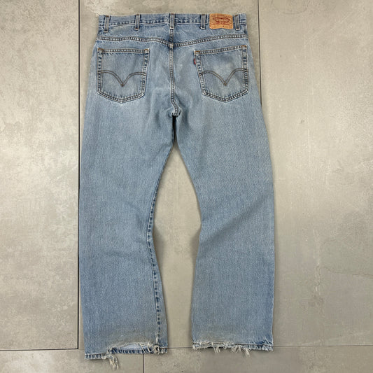 Vintage Levis 517 Bootcut Baggy Light Blue Denim Jeans - 40