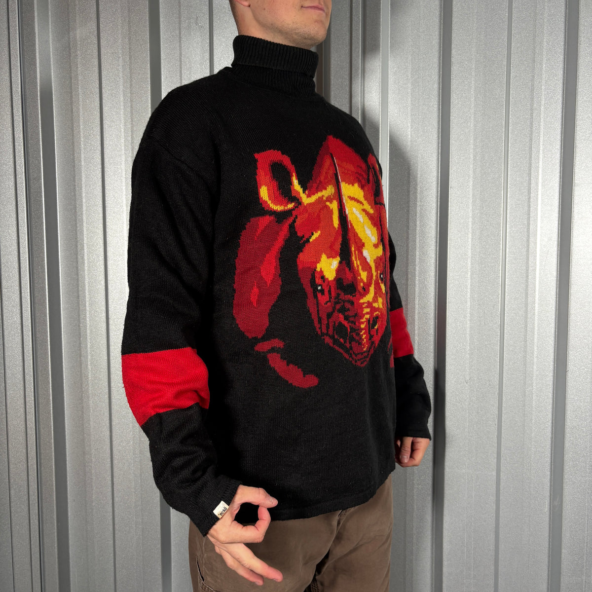 Ecko Unltd Heat Map Rhino Wool Blend Knit Black Jumper - L