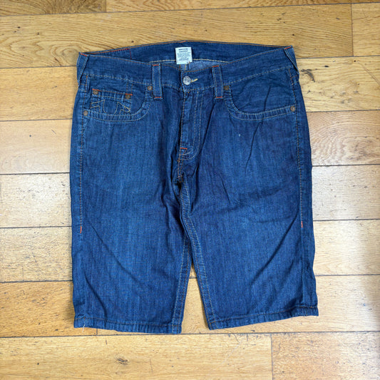 Vintage True Religion Blue Embroidered Y2K Shorts Jorts - 38
