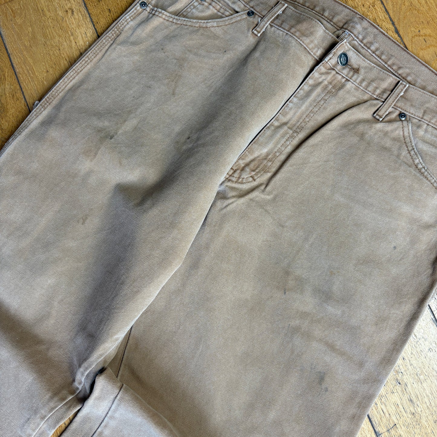 Vintage Dickies Workwear Brown Carpenter Baggy Trousers - 38